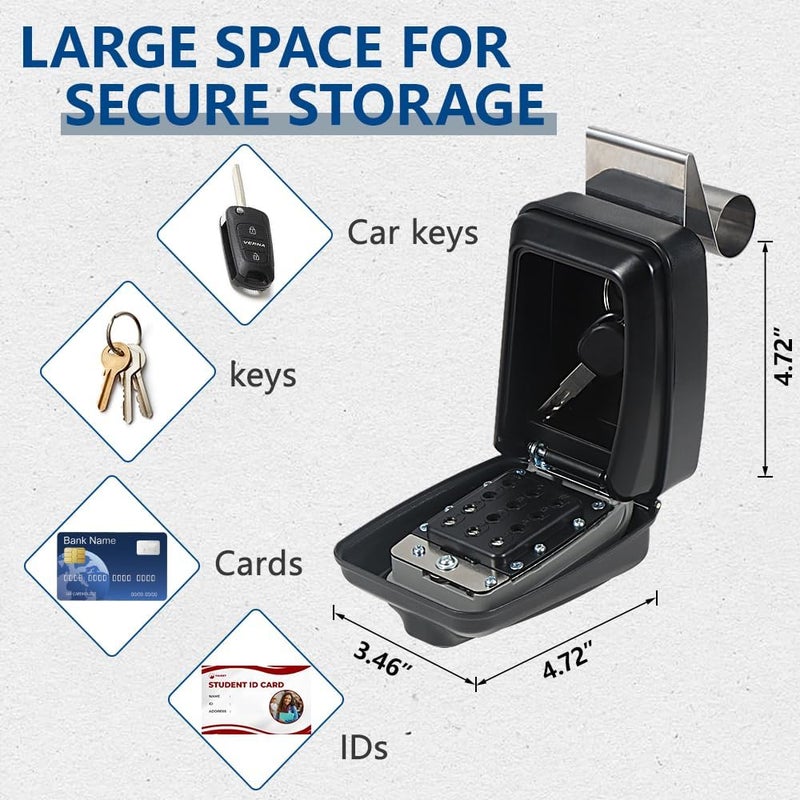 Piclafe Car Window Lock Box for Turo, Portable Lockbox for Car Keys with Key Labeling Tag, Car Key Lock Box Fit for Ride Share, Turo, GetAround, Large Capacity, Protective Cover, Weather Protection - Image 4